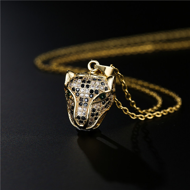 Mafisar 2021 New Fashion - złoty naszyjnik Leopard Head z cyrkoniami - luksusowa biżuteria dla kobiet i mężczyzn - Wianko - 4