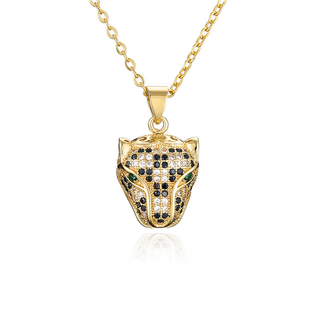 Mafisar 2021 New Fashion - złoty naszyjnik Leopard Head z cyrkoniami - luksusowa biżuteria dla kobiet i mężczyzn - Wianko - 7