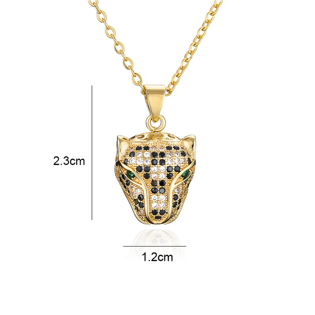 Mafisar 2021 New Fashion - złoty naszyjnik Leopard Head z cyrkoniami - luksusowa biżuteria dla kobiet i mężczyzn - Wianko - 1