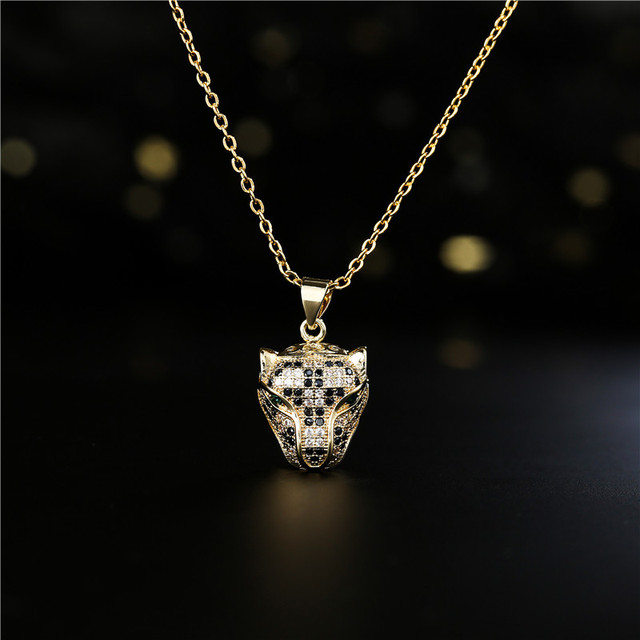 Mafisar 2021 New Fashion - złoty naszyjnik Leopard Head z cyrkoniami - luksusowa biżuteria dla kobiet i mężczyzn - Wianko - 5