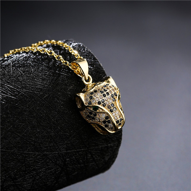 Mafisar 2021 New Fashion - złoty naszyjnik Leopard Head z cyrkoniami - luksusowa biżuteria dla kobiet i mężczyzn - Wianko - 3