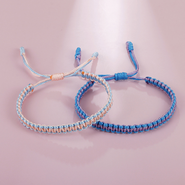 Plecione bransoletki ręcznie robione węzły - fioletowy - regulowany - biżuteria prezenty - Wianko - 15