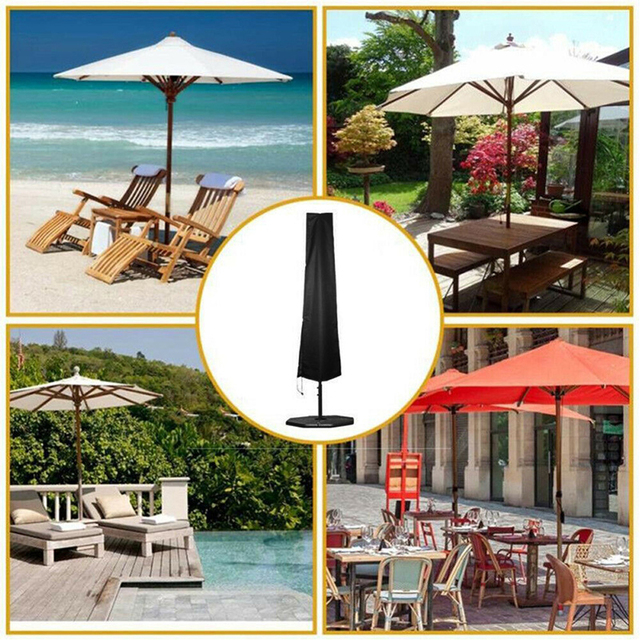 Wodoodporny parasol plażowy z czarną osłoną przeciwpyłową i przeciwsłoneczną, idealny do ogrodu, restauracji i kawiarni - Wianko - 8