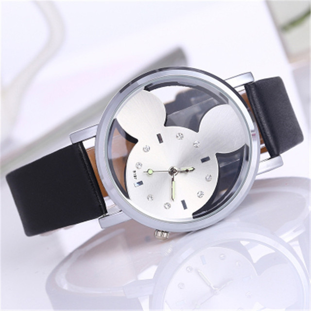 Stalowy zegarek kwarcowy dla dzieci Mickey Minnie dekorowany kryształowymi diamentami - Wianko - 5