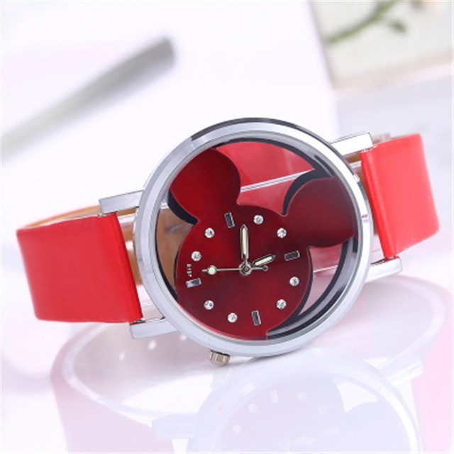 Stalowy zegarek kwarcowy dla dzieci Mickey Minnie dekorowany kryształowymi diamentami - Wianko - 7
