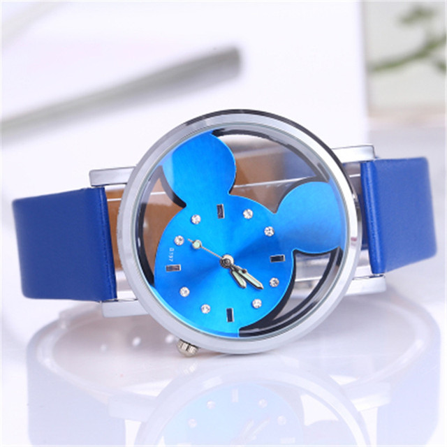 Stalowy zegarek kwarcowy dla dzieci Mickey Minnie dekorowany kryształowymi diamentami - Wianko - 2