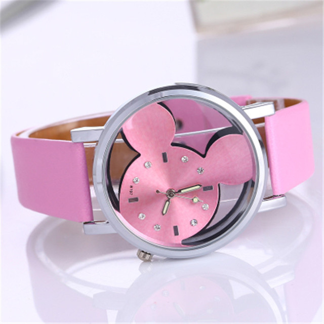 Stalowy zegarek kwarcowy dla dzieci Mickey Minnie dekorowany kryształowymi diamentami - Wianko - 4