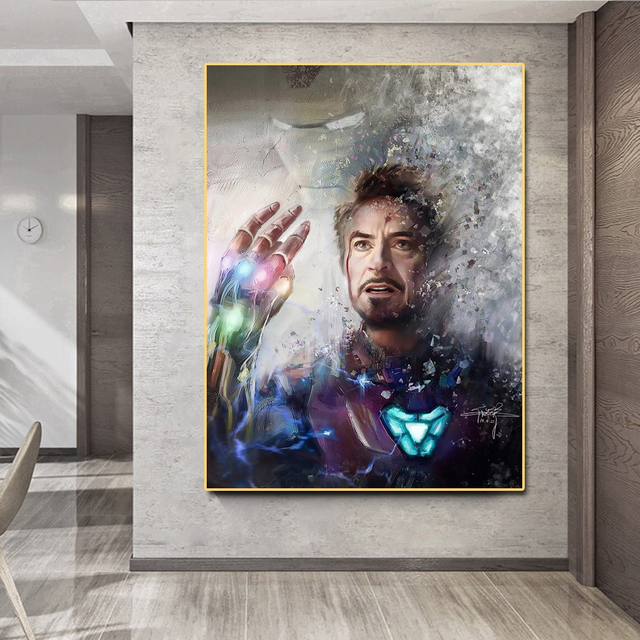 Iron Man - Wiszące płótno z malarstwem Marvel, postać superbohatera z filmu, idealne na dekorację ścian w sypialni dziecięcej - Wianko - 3