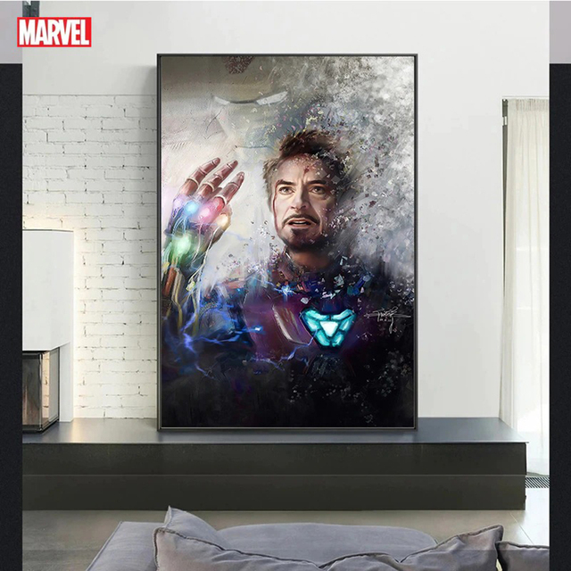 Iron Man - Wiszące płótno z malarstwem Marvel, postać superbohatera z filmu, idealne na dekorację ścian w sypialni dziecięcej - Wianko - 5
