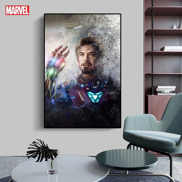 Iron Man - Wiszące płótno z malarstwem Marvel, postać superbohatera z filmu, idealne na dekorację ścian w sypialni dziecięcej - Wianko - 6