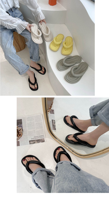 Sandały Kobiety na platformie, płaskie, luksusowe, gumowa podeszwa, projektant 2021 - Wianko - 9