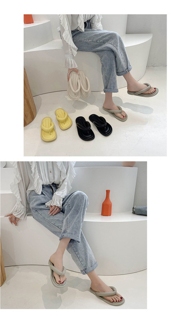 Sandały Kobiety na platformie, płaskie, luksusowe, gumowa podeszwa, projektant 2021 - Wianko - 4