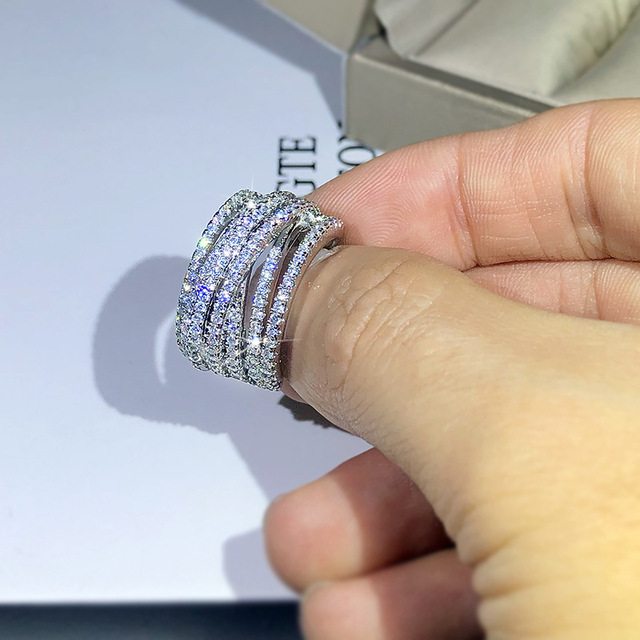 Nowy pierścionek obrączka 925 Sterling Silver dla kobiet na rocznicę biżuteria R6149 - Wianko - 19