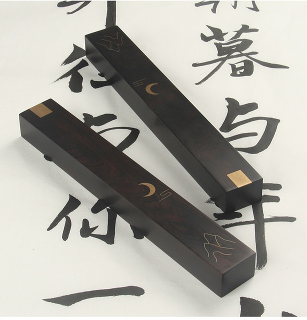 Praktyczne drewniane przyciski do papieru w stylu chińskiego drzewa sandałowego z mosiężnymi zdobieniami - zestaw kaligraficzny dla dorosłych w pudełku - Wianko - 8