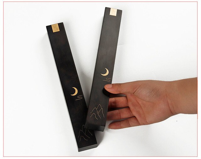 Praktyczne drewniane przyciski do papieru w stylu chińskiego drzewa sandałowego z mosiężnymi zdobieniami - zestaw kaligraficzny dla dorosłych w pudełku - Wianko - 9