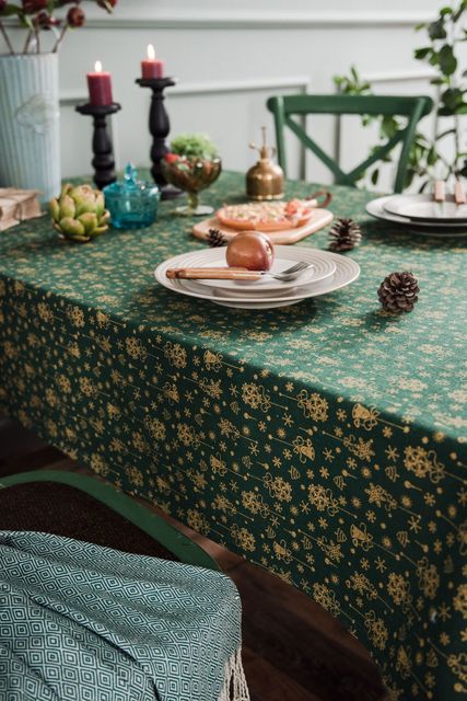 Elegancki obrus świąteczny Noel z bawełnianej tkaniny do stołu jadalnianego - Wianko - 8