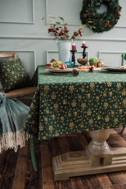 Elegancki obrus świąteczny Noel z bawełnianej tkaniny do stołu jadalnianego - Wianko - 7
