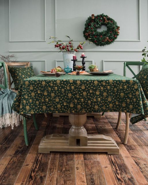Elegancki obrus świąteczny Noel z bawełnianej tkaniny do stołu jadalnianego - Wianko - 3