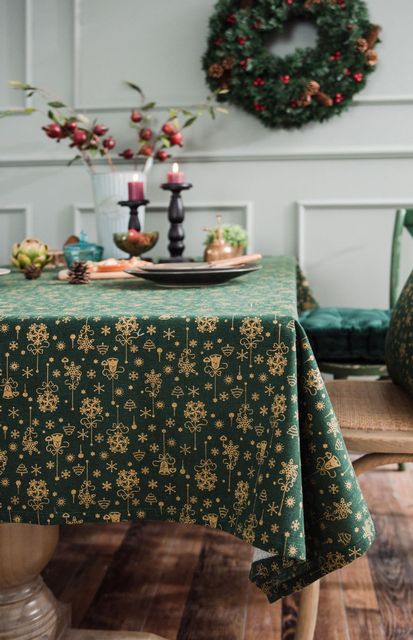 Elegancki obrus świąteczny Noel z bawełnianej tkaniny do stołu jadalnianego - Wianko - 5