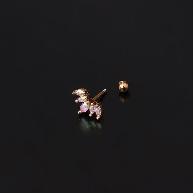 Kolczyki do Tragusu z koronkowym wzorem i kolorowym kryształem, ze stali chirurgicznej - Wianko - 24