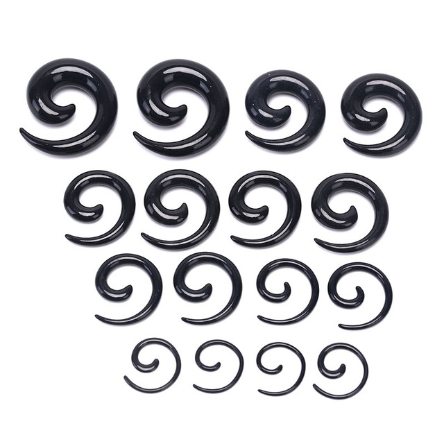Zestaw 16 sztuk akrylowych kolczyków spiralnych stożkowych Flesh Tunnel do piercingu w uszach i nosie – rozciągacze Stretching Plug Snail - Wianko - 6