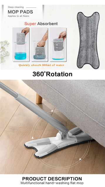 Mop ręczny X-type Floor z 360-stopniowym obrotem i ściągaczem - mokra i sucha szmatka - idealne urządzenie do czyszczenia domu - Wianko - 9