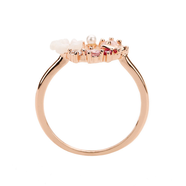 Wykwintny pierścień cyrkonowy z różanym motylem dla eleganckich i romantycznych kobiet na rocznicę - Wianko - 4