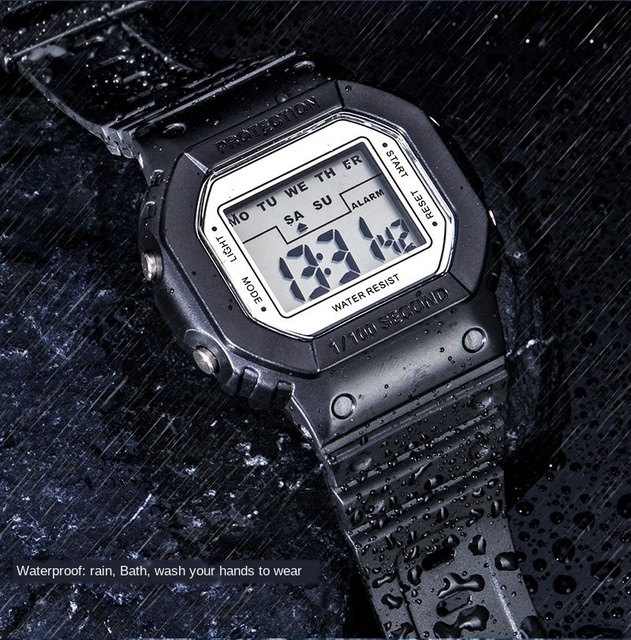 Zegarek mężczyźni Relojes Deportivos cyfrowy Retro złoty elektroniczny S Shock Sport z silikonowym paskiem, idealny dla aktywności fizycznej - Wianko - 7