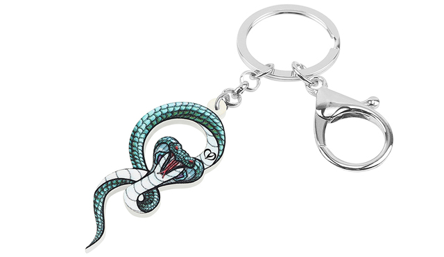 Breloczek do kluczyków BONSNY akrylowy z czarnym wężem Cobra - brelok do torebki i kluczy, biżuteria dla kobiet i dziewczyn, idealny prezent - Wianko - 3