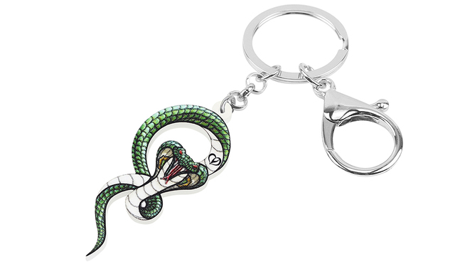 Breloczek do kluczyków BONSNY akrylowy z czarnym wężem Cobra - brelok do torebki i kluczy, biżuteria dla kobiet i dziewczyn, idealny prezent - Wianko - 2