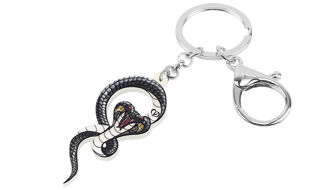 Breloczek do kluczyków BONSNY akrylowy z czarnym wężem Cobra - brelok do torebki i kluczy, biżuteria dla kobiet i dziewczyn, idealny prezent - Wianko - 1
