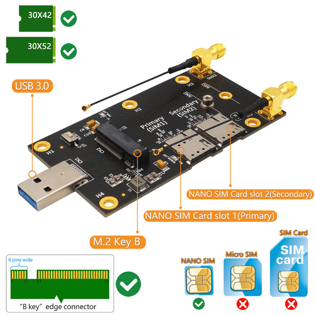 Karta rozszerzeń M.2 na USB 3.0 z dwoma gniazdami, karta NANO SIM, obsługa 3G/4G/5G, wifi - Wianko - 16