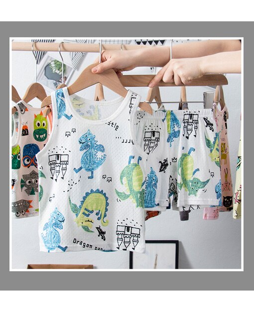 Nowe letnie zestawy dziecięcej odzieży plażowej - moda wakacyjna dla niemowląt: dziewczynki i chłopcy, wzór maluch bez rękawów - Wianko - 18