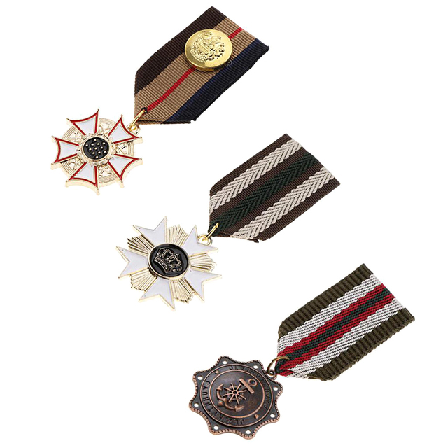 Medal z wstążką, jednolita broszka w stylu marinistycznym, dla mężczyzn, chłopców i dzieci w stylu Cosplay (3 sztuki) - Wianko - 2