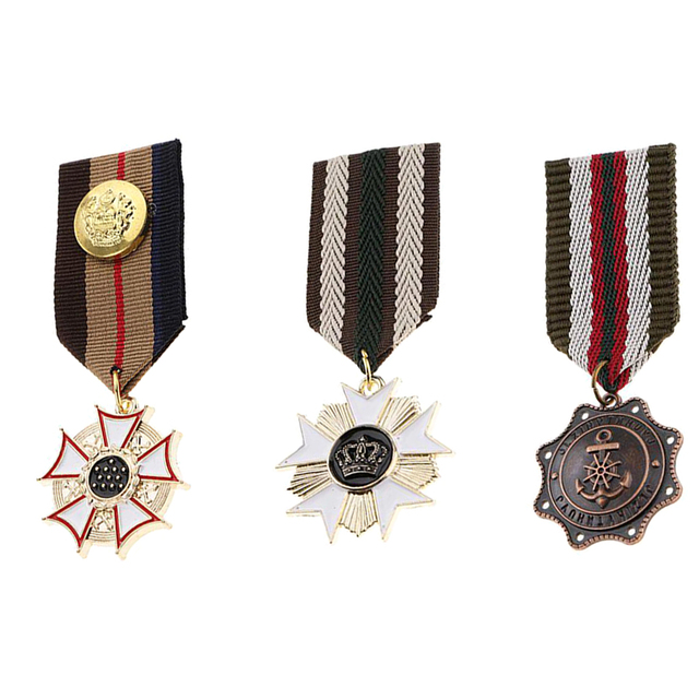 Medal z wstążką, jednolita broszka w stylu marinistycznym, dla mężczyzn, chłopców i dzieci w stylu Cosplay (3 sztuki) - Wianko - 3