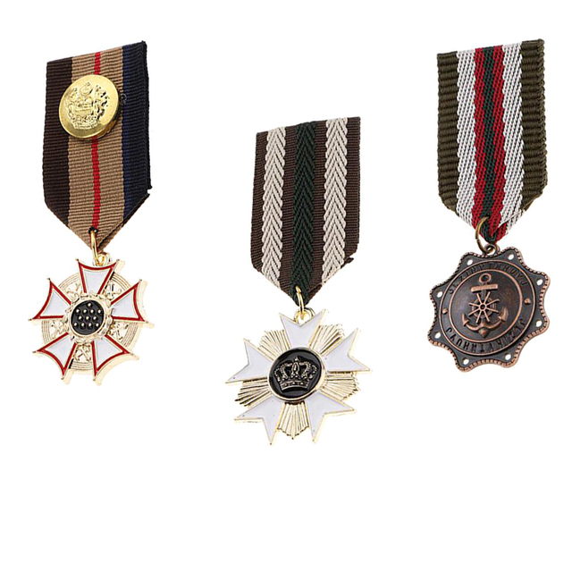 Medal z wstążką, jednolita broszka w stylu marinistycznym, dla mężczyzn, chłopców i dzieci w stylu Cosplay (3 sztuki) - Wianko - 5