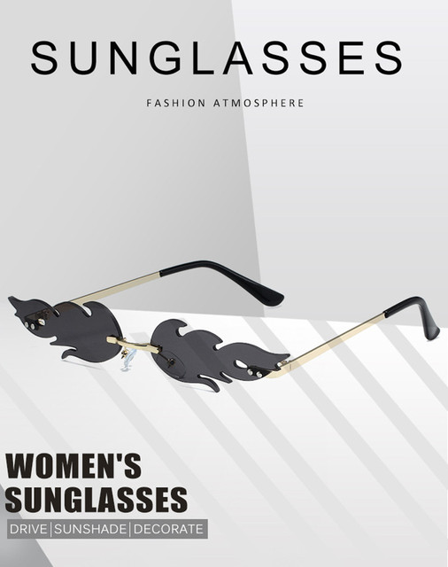 Funny Flame – okulary przeciwsłoneczne damskie bezramkowe, fala wąska, retro, UV400, do roweru - Wianko - 5