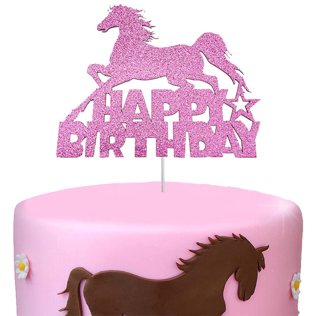 Dekoracja imprezy tematycznej - Różowy brokatowy balon w kształcie konia z topperem urodzinowym dla Cowgirl - Wianko - 6