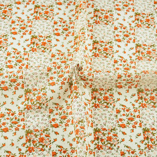 Pomarańczowe kwiaty bawełniany materiał do szycia odzieży Patchwork Telas Tecido tkanki kurtyny - Wianko - 4
