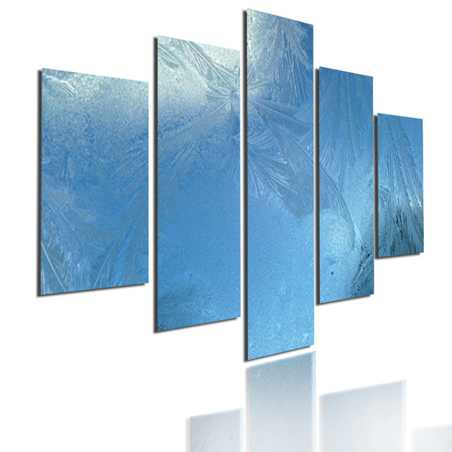 Zimowy lód bez ramy - Piękny niebieski nieregularny obraz 5 sztuk dekoracji ściennych do domu - plakat konfigurowalny - Wianko - 5