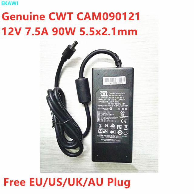 Oryginalny adapter AC 12V 7.5A 90W 5.5x2.1mm CWT CAM090121 dla laptopa Hikvision - Wianko - 1