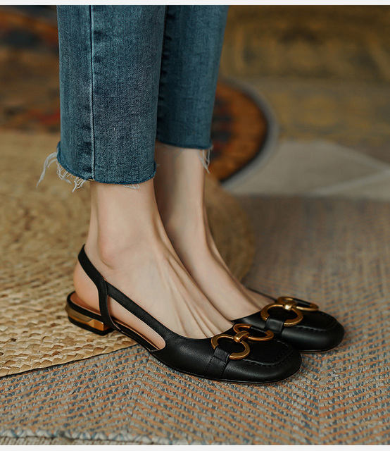 Modne i eleganckie buty damskie na niskim obcasie, z kwadratowym palcem u nogi - Wianko - 10