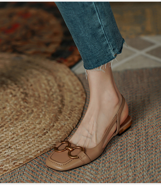 Modne i eleganckie buty damskie na niskim obcasie, z kwadratowym palcem u nogi - Wianko - 16
