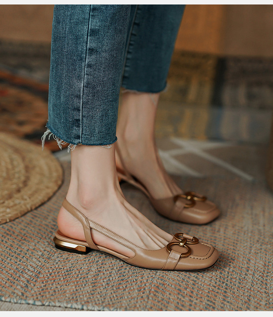 Modne i eleganckie buty damskie na niskim obcasie, z kwadratowym palcem u nogi - Wianko - 7