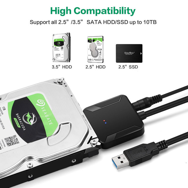 Kabel konwertera USB 3.0 do SATA 3 dla dysków twardych 2.5 i 3.5 HDD/SSD - adapter Samsung, Seagate, WD - Wianko - 11