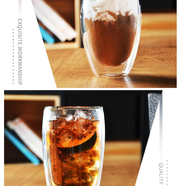 Nowy, żaroodporny zestaw szklanek do napojów: kufel dwuścienny 650ml, filiżanka espresso, filiżanka do herbaty 80ml - Wianko - 13