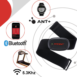 Pulsometr Fitcent z bezprzewodowym ładowaniem HR, Bluetooth 5.0 i ANT+, pas piersiowy 5.3 kHz, dla sportowców - Wianko - 7