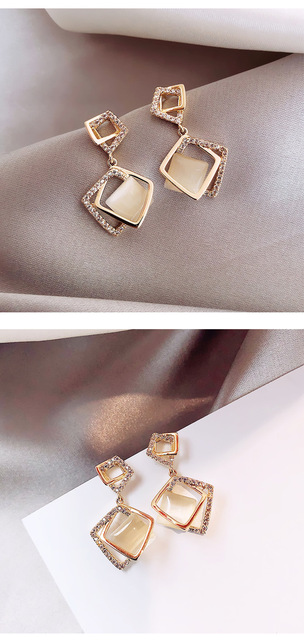 Nowoczesne, geometryczne kolczyki wiszące Opal dynda z koreańskim stylem dla kobiet – LATS Bijoux 2020 modna biżuteria - Wianko - 26