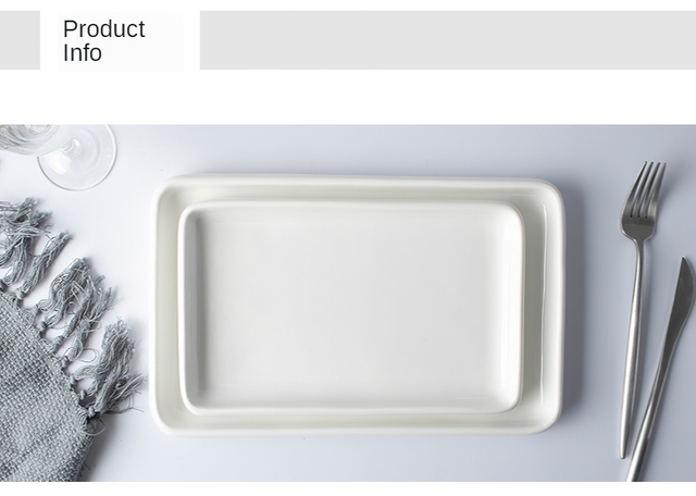 Płyta ceramiczna zachodniej talerz talerze obiadowe biały kwadrat okrągłe zastawa stołowa przechowywanie wielofunkcyjne taca domu przybory kuchennePłyta ceramiczna zachodnie talerze obiadowe biały - Wianko - 12