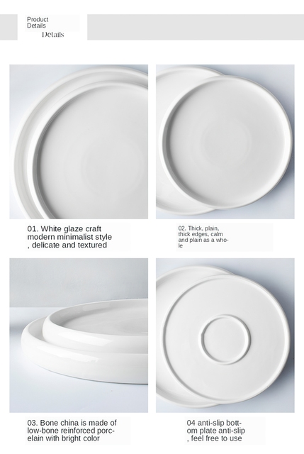Płyta ceramiczna zachodniej talerz talerze obiadowe biały kwadrat okrągłe zastawa stołowa przechowywanie wielofunkcyjne taca domu przybory kuchennePłyta ceramiczna zachodnie talerze obiadowe biały - Wianko - 18